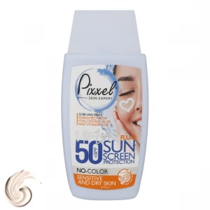 کرم ضد آفتاب بدون رنگ پیکسل SPF50 مدل Sensitive محافظ UVA ،UVB و +++PA، ضد حساسیت، مناسب پوست‌های خشک و حساس حجم 50 میلی‌لیتر