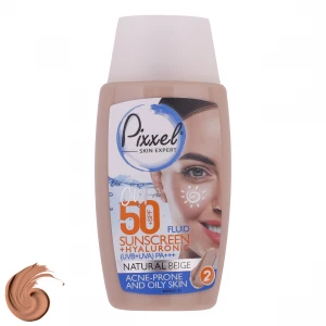 کرم ضد آفتاب رنگی پیکسل SPF50 مدل Natural BEIGE محافظ UVA ،UVB و +++PA، مناسب پوست‌‌های آکنه‌ای، چرب و مختلط حجم 50 میلی‌لیتر