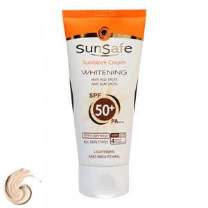 كرم ضد آفتاب رنگی سان سيف مدل SPF50 محافظ UVA ،UVB و +++PA، ضد چروک، روشن‌کننده، ضد لک مناسب انواع پوست وزن 50 گرم