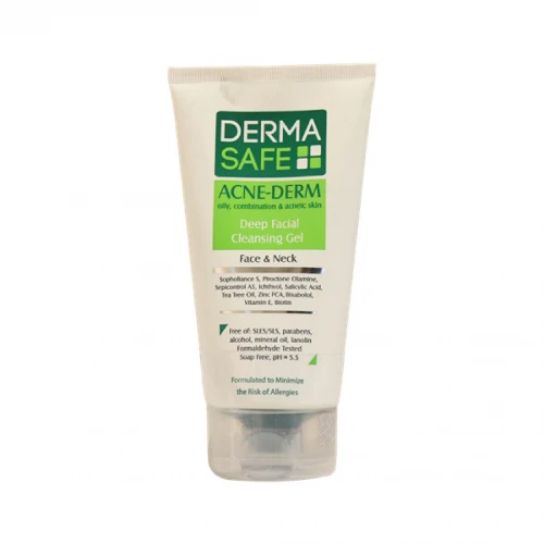 ژل شوینده صورت درماسیف سری Acne Derm مدل Deep Facial حجم ۱۵۰ میلی‌لیتر